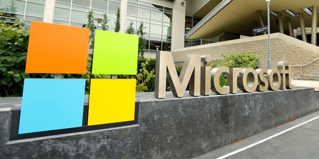 File photo - This July 3, 2014 photo shows Microsoft Corp. signage outside the Microsoft Visitor Center in Redmond, Wash. Microsoft on Thursday, July 17, 2014.