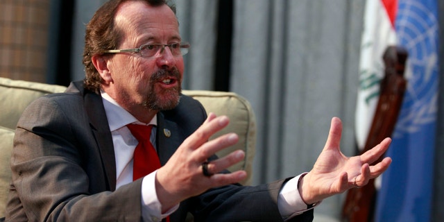 Feb. 11, 2013 - Martin Kobler, top U.N. envoy to Iraq speaks during an interview with AP in the heavily protected Green Zone in Baghdad, Iraq.