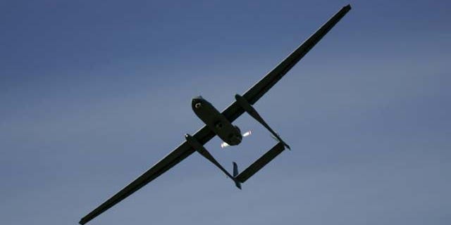 In this March 7, 2007, file photo, the Israeli army Heron TP drone, also known locally as the Eitan, flies during a display at the Palmahim Air Force Base in Palmahim, Israel (AP Photo)