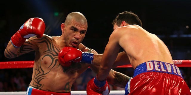 ORLANDO, FL - OCTOBER 05:  Miguel Cotto throws a punch against Delvin Rodriguez during a Super Welterweight bout at Amway Center on October 5, 2013 in Orlando, Florida.  (Photo by Mike Ehrmann/Getty Images)