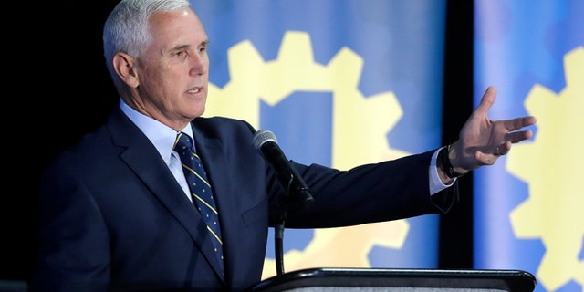 Indiana Gov. Mike Pence during the Innovation Showcase, Thursday, July 14, 2016, in Indianapolis.