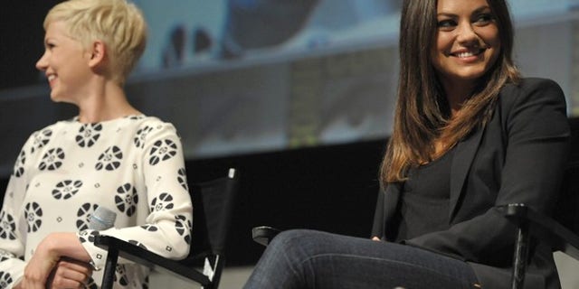 Michelle Williams and Mila Kunis attend Disney's "Oz: The Great and Powerful" panel at Comic-Con on Thursday, July 12, 2012 in San Diego, Calif. (Photo by John Shearer/Invision/AP)