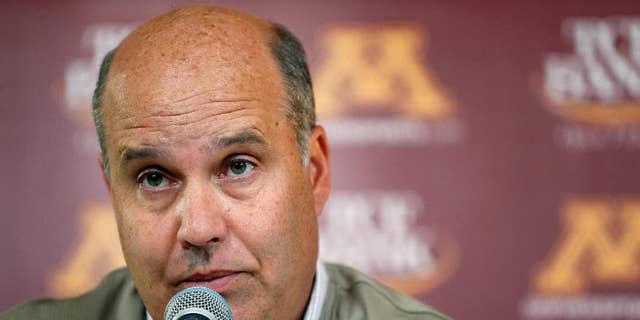 FILE - In this Oct. 10, 2013, file photo, Minnesota athletic director Norwood Teague speaks at a news conference in Minneapolis. The University of Minnesota announced Friday, Aug. 7, 2015, that Teague submitted his resignation after three years on the job. (Carlos Gonzalez/Star Tribune via AP, File)