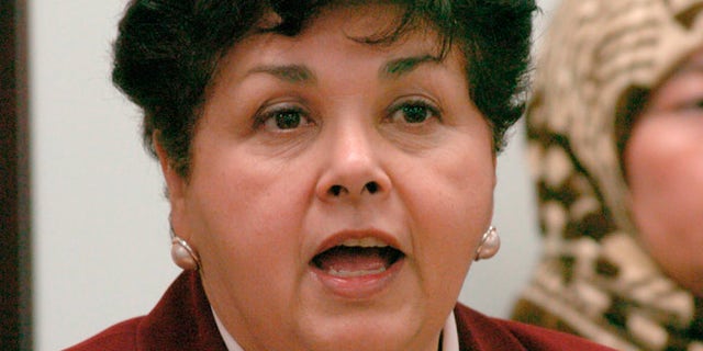 FILE - In this April 8, 2004 file photo, Maryland Del. Ana Sol Gutierrez speaks in Annapolis, Md. Only 14 percent of state-level lawmakers are minority officeholders, according to a report released on Monday, Jan. 25, 2016. The New American Leaders Project surveyed state legislators in 2015 and found that black politicians held around 9 percent of the seats, Latino and Latina politicians held about 4 percent of the seats and Asian American politicians held about 2 percent of the seats. Native Americans were less than 1 percent. This number is far below the racial and ethnic makeup of this country, with minorities making up 40 percent of the population. (AP Photo/Don Wright, File)