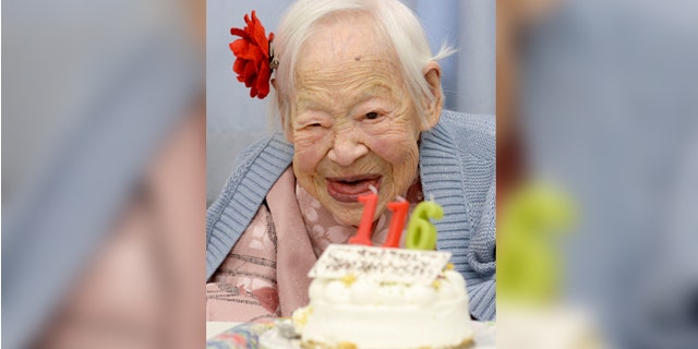 Misao Okawa, the world's oldest woman, celebrates her 116th birthday in Japan on March 5, 2014. (REUTERS/Kyodo)