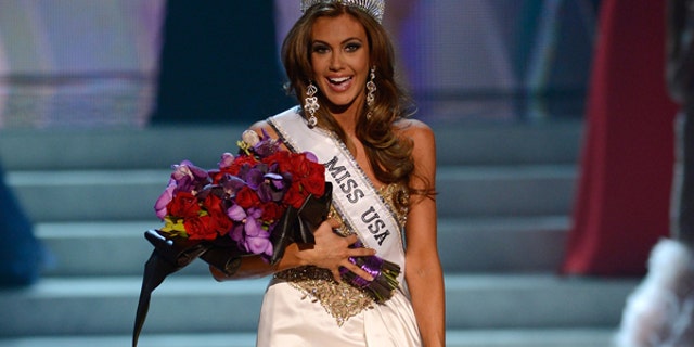 June 16, 2013: Miss Connecticut Erin Brady reacts after winning the Miss USA 2013 pageant in Las Vegas.