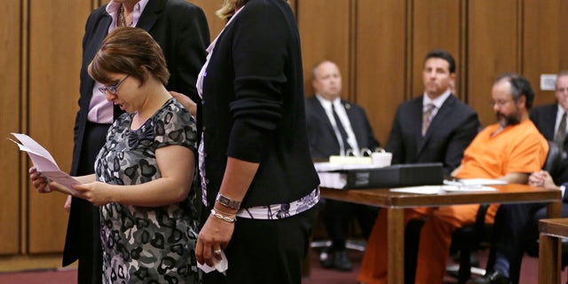 Michelle Knight speaks during the sentencing phase for Ariel Castro in a Cleveland courtroom on Aug. 1, 2013.