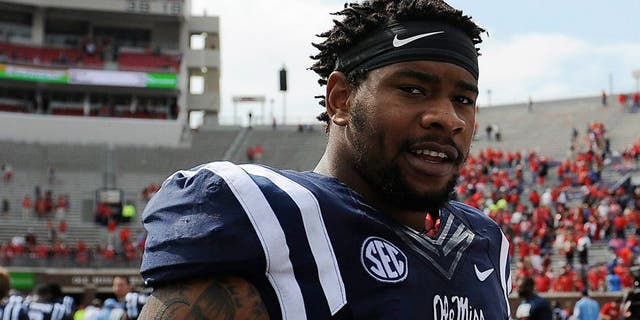 Oct 10, 2015; Oxford, MS, USA; Mississippi Rebels defensive tackle Robert Nkemdiche (5) after the game against the New Mexico State Aggies at Vaught-Hemingway Stadium. Mississippi Rebels beats New Mexico State Aggies 52-3. Mandatory Credit: Justin Ford-USA TODAY Sports