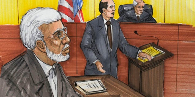 In this courtroom sketch, Chicago businessman Tahawwur Rana is shown in federal court on Tuesday in Chicago.