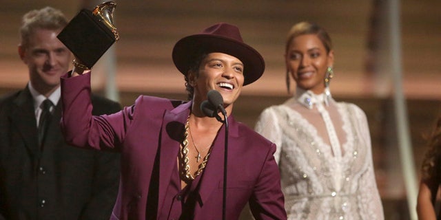 Bruno Mars at the Grammy Awards on Feb. 15, 2016.