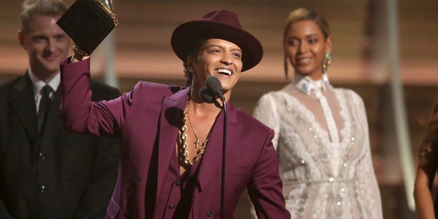 Bruno Mars at the Grammy Awards on Feb. 15, 2016.