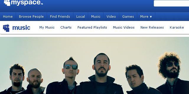 A screen capture of the MySpace Web site.
