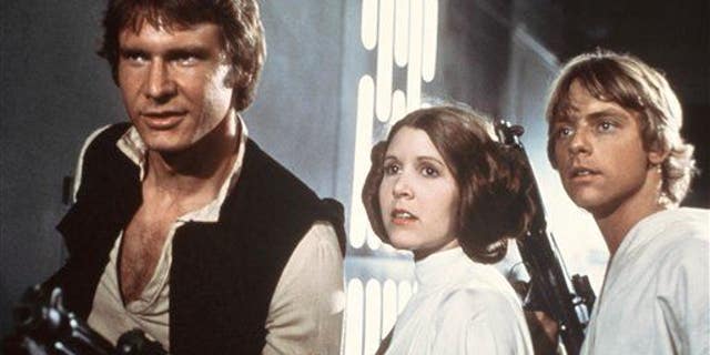 From left to right: Harrison Ford, Carrie Fisher and Mark Hamill in "Star Wars."