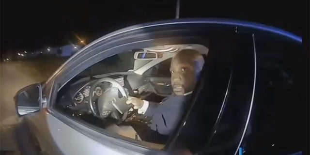 Image from police bodycam footage showing Rev. Jerrod Moultrie, the NAACP president of Timmonsville, S.C., during a traffic stop.