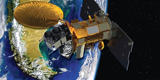 This image provided by NASA shows an artist's conception of the Aquarius/SAC-D spacecraft, a collaboration between NASA and Argentina's space agency, with participation from Brazil, Canada, France and Italy. Aquarius, the NASA-built primary instrument on the spacecraft, will take NASA's first space-based measurements of ocean surface salinity, a key missing variable in satellite observations of Earth that links ocean circulation, the global balance of freshwater and climate.