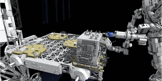 The Dextre robot will help affix NASA's Robotic Refueling Mission experiment to the International Space Station's ExPRESS Logistics Carrier-4.