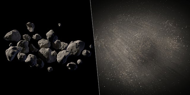 This undated handout two-picture combo of artist conceptions provided by NASA/JPL Caltech shows what NASA says are good candidates for a mission to capture an asteroid, haul it to the moon for astronauts to visit.