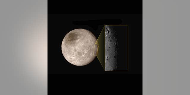 Closeup image of an area on Pluto's largest moon Charon.