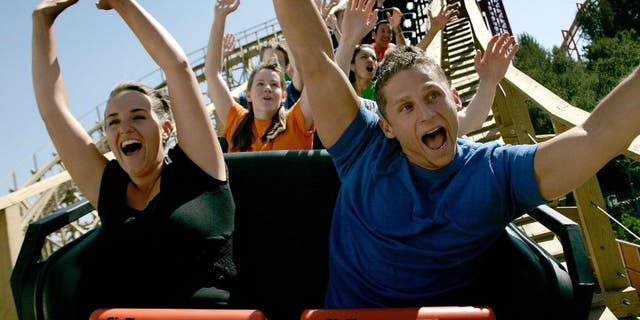 VALENCIA, CA - MAY 21: Park guests ride Terminator Salvation at the Terminator Salvation: The Ride Media Day at Six Flags Magic Mountain on May 21, 2009 in Valencia, California. (Photo by Mathew Imaging/WireImage)