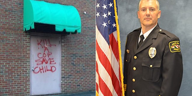 Garner Police Chief Brandon Zuidema, right, said messages calling for the murder of cops should be considered a hate crime.