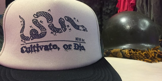 Merchandise for the New England Veterans Alliance, as seen at the NECANN cannabis & hemp convention in Burlington, Vermont.