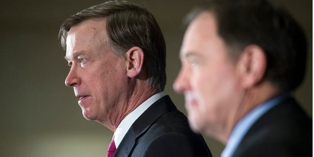 Feb. 21, 2015: National Governors Association Chairman, Colorado Gov. John Hickenlooper, left, and Vice Chair, Utah Gov. Gary Herbert, at the group's Winter Meeting in Washington, D.C.