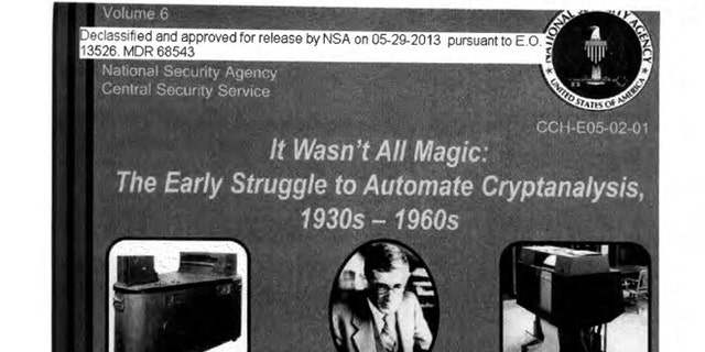 The cover for a recently declassified NSA report detailing the spy agency's pioneering work in the early computer industry.