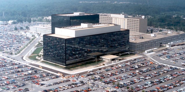 An undated aerial handout photo shows the National Security Agency (NSA) headquarters building in Fort Meade, Maryland.