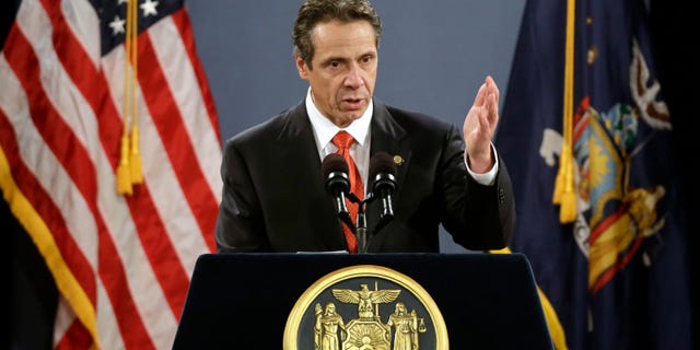 New York Gov. Andrew Cuomo delivers his third State of the State address at the Empire State Plaza Convention Center on Wednesday, Jan. 9, 2013, in Albany, N.Y. (AP Photo/Mike Groll)