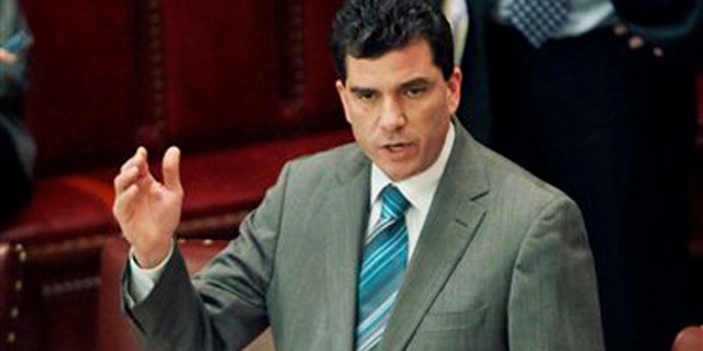 March 2, 2011: Sen. Mark Grisanti, R-Buffalo, speaks in the Senate Chamber at the Capitol in Albany, N.Y.