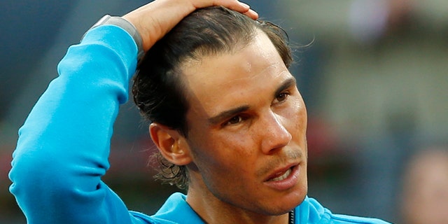 Rafael Nadal at the Madrid Open Tennis tournament on May 10, 2015.