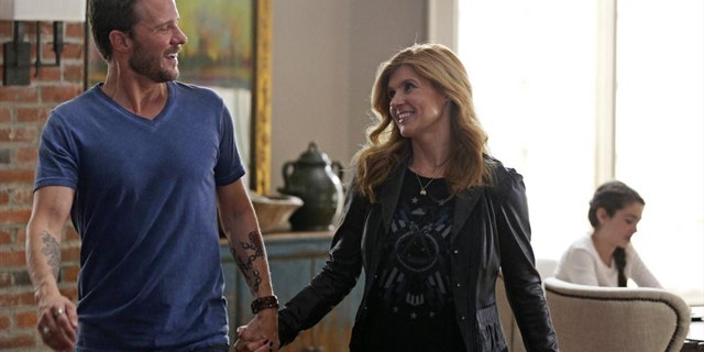 NASHVILLE - The effort by Rayna James (Connie Britton) to raise Highway 65's sales and profile finds her performing her latest single on 'Dancing with the Stars' But when she agrees to be shadowed by a reporter all weekend for the cover of a magazine, just as Luke (Will Chase) hopes to rekindle the romance, she realizes she may have pushed her public access too far. (ABC/Mark Levine)