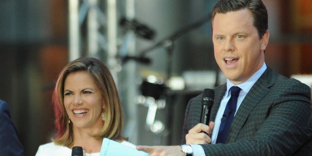 NEW YORK, NY - SEPTEMBER 01: (L-R) Carson Daly, Natalie Morales, Willie Geist and Dylan Dreyer speak on stage during NBC's "Today" at the NBC's TODAY Show on September 1, 2014 in New York, New York. (Photo by Andrew Toth/Getty Images)