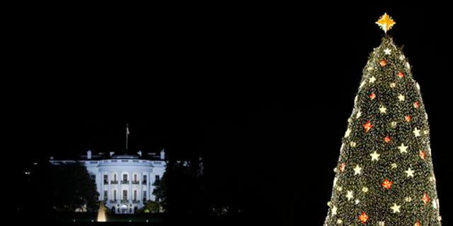 The White House is seen in the background after the lighting of the National Christmas Tree, Thursday, Dec. 3, 2009, in Washington. (AP Photo/Haraz N. Ghanbari)
