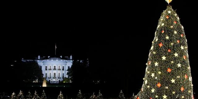 The White House is seen in the background after the lighting of the National Christmas Tree, Thursday, Dec. 3, 2009, in Washington. (AP Photo/Haraz N. Ghanbari)