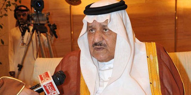October 29, 2011: Prince Nayef bin Abdulaziz al-Saud, newly appointed Crown Prince speaks at an interview at the Riyadh Governor's Palace.