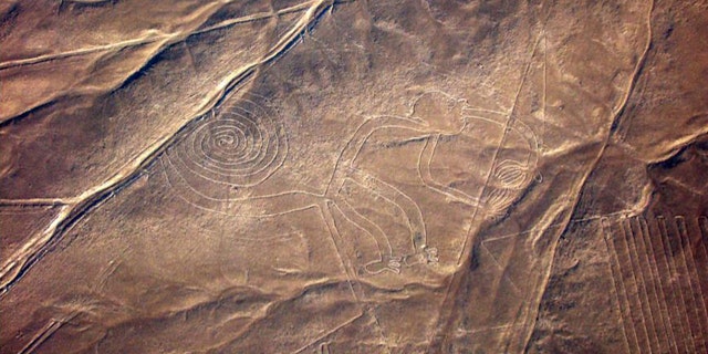 The geoglyph of a monkey is seen on the plains of the Nazca desert in southern Peru in this handout from June 2009.