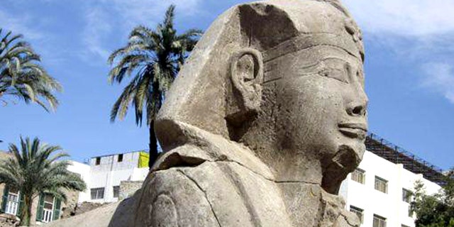 A reconstructed Sphinx statue in Luxor, discovered not within the well known Avenue of the Sphinxes but at the end of a newfound road.
