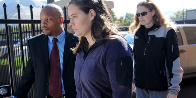 Oct. 4, 2013: In this file photo, Jordan Linn Graham, center, leaves federal court, in Missoula, Mont.