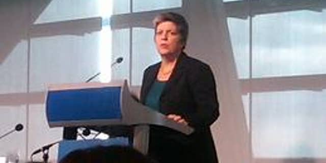 DHS Secretary Janet Napolitano speaks in Washington, Apr. 1