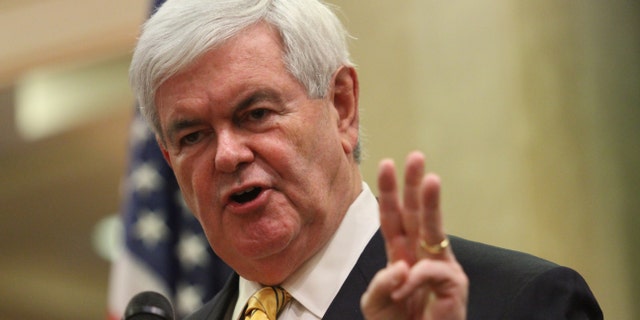 Newt Gingrich, contendiente a la candidatura republicana a la presidencia, habla durante una reunión en el hotel Hilton de Naples, Florida, el viernes 25 de noviembre de 2011. (Foto AP/Erik Kellar)