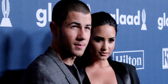 Nick Jonas and Demi Lovato attend the Annual GLAAD Media Awards at the Beverly Hilton Hotel on April 2, 2016.