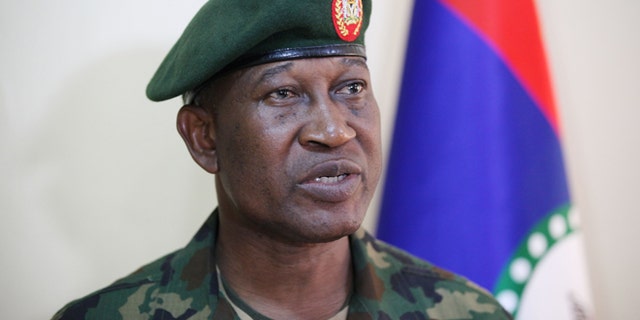 May, 30 2013: In this file photo, Brig. Gen. Chris Olukolade, Nigeria's top military spokesman speaks during an interview in Abuja, Nigeria.