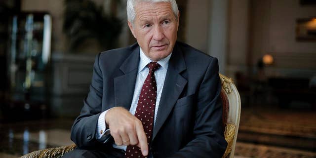 FILE - In this Tuesday, Oct. 22, 2013 file photo, Thorbjoern Jagland, head of the Council of Europe and Norwegian chairman of the Nobel Peace Prize award committee, speaks to The Associated Press in an interview in Athens. With the 2014 Nobel Prize announcements around the corner, Norway is considering shaking up the five-member committee that selects the winner of the Nobel Peace Prize. Critics say the prestigious panel should no longer be limited to retired Norwegian politicians and have suggested broadening the pool of potential judges to people from other walks of life and even non-Norwegians. Any future changes wouldn’t affect this year’s winner, to be announced Oct. 10, 2014 by chairman Thorbjorn Jagland, but could influence next year’s award as Jagland and two other members are up for re-election. (AP Photo/Petros Giannakouris, file)