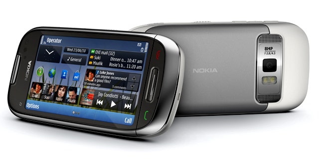 The New Nokia C7, one of a handful of new smartphone models unveiled by Nokia at an event Monday.