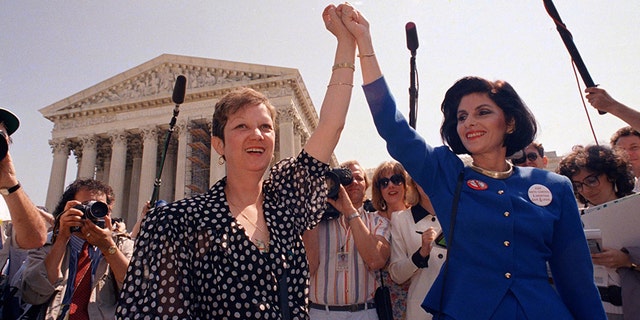 Norma McCorvey (left) was at the center of Roe v. Wade. She had sued as she wanted to get an abortion in Texas where it was only legal in the cases where the mother's life was in danger. Decades later, McCorvey said she regretted her role in the landmark case and became a staunch anti-abortion activist.