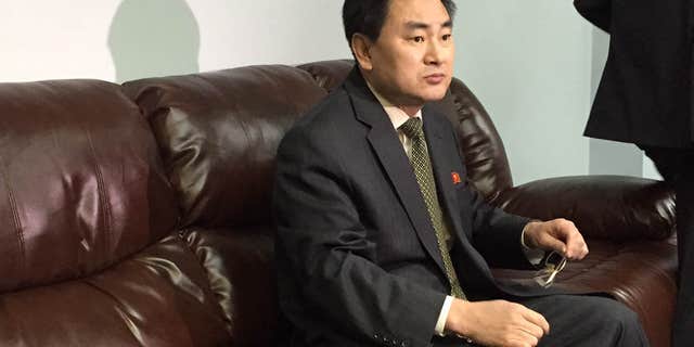 April 8, 2015: North Korea’s deputy permanent representative to the United Nations, An Myong Hun, waits to speak to reporters at North Korea’s U.N. mission in New York.