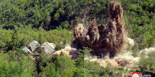 North Korea's supposed nuclear test center was dismantled, as seen in this undated photo released by North Korea's Korean Central News Agency (KCNA) in Pyongyang, on May 24, 2018.