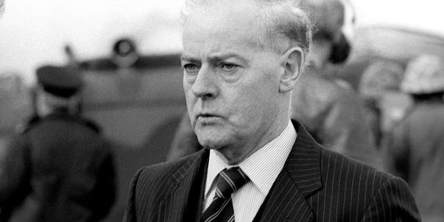 FILE - This is a Oct. 20, 1982 file photo of former Ulster Unionist Party leader Jim Molyneaux. Molyneaux, a quiet but canny politician who led the Ulster Unionist Party through some of Northern Ireland’s bloodiest years and the early period of peacemaking, has died at the age of 94. Party colleagues and the Northern Ireland government confirmed his death Monday Match 9, 2015 but did not specify a cause. (AP Photo/PA, File) UNITED KINGDOM OUT