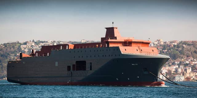 March 2, 2014: This image shows a Norwegian vessel passing through the Bosporus in Istanbul Turkey. (AP/Norwegian Military)